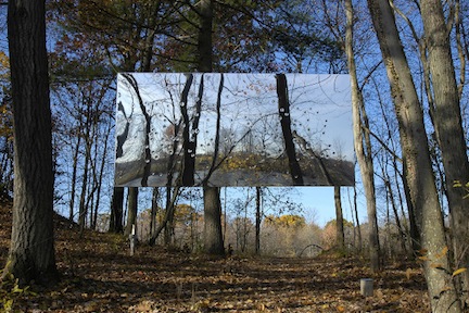 
                            <h4><em>Gunshot Landscape</em></h4>
                            2005 
                            <br /><br />
                            Polished shot stainless steel, aircraft cable
                            </br>
                            48 x 92 inches 
                            <br /><br />
                            installation view
                            