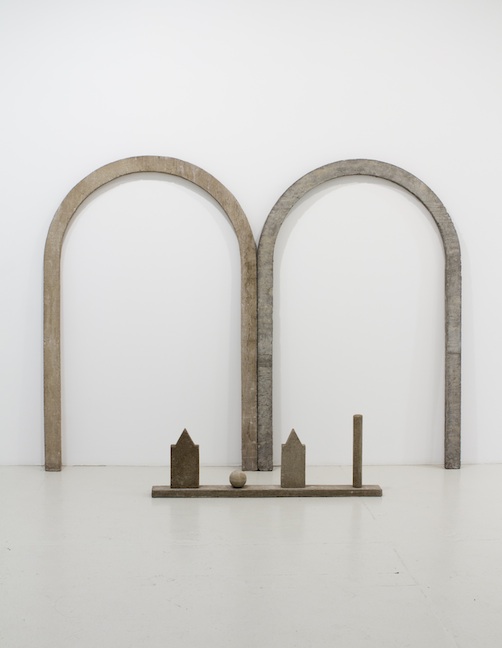 <h3>NED SMYTH</h3>
						<h4><em>Arches Drawing with Short Street</em></h4>
						1974 & 1976</br>
						Cast concrete</br>
						72 x 96 1.5 inches</br>
                        17 x 48 x 4 inches (Floor Piece)
                        