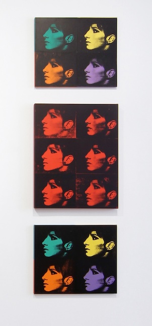 <h3>DEBORAH KASS</h3>
						<h4><em>Four Barbras, Six Red Barbras, Four Barbras</em></h4>from<em> The Jewish Jackie Series</em>
						1993</br>
						Synthetic polymer and silkscreen ink on canvas</br></br>
                        3 individual works:</br>
						20 x 24 inches</br>
                        30 x 24 inches</br>
                        20 x 24 inches</br>
